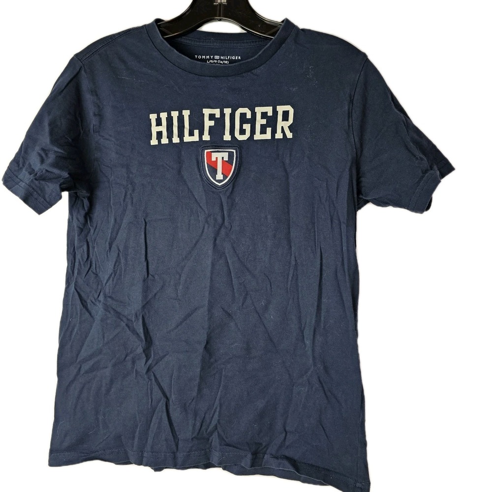 Tommy Hilfiger Youth Boys T-Shirt L 14/16 Navy‎ Blue Cotton SS Logo